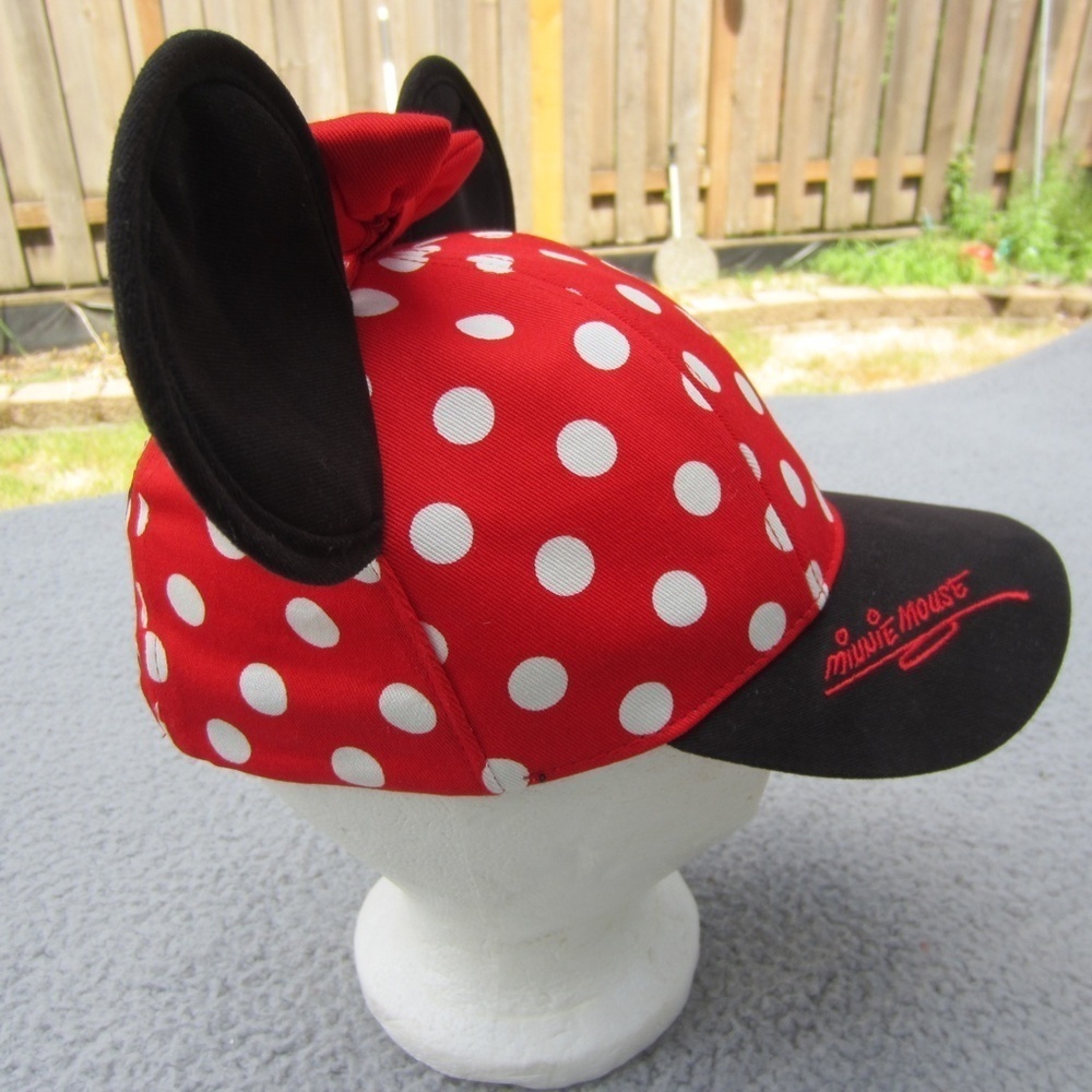 Disney Parks Minnie Mouse Ears Hat Youth Ball cap Bow Polka Dot Vacation - Picture 5 of 13